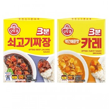 오뚜기 3분 짜장 쇠고기 200g 3개+카레 약간매운맛 200g 3개