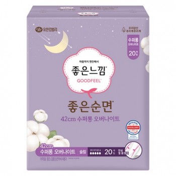 좋은느낌 좋은순면 슈퍼롱 오버나이트 생리대 날개형 20개입
