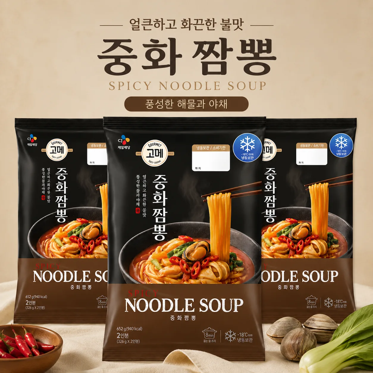 고메 중화짬뽕 2인분 (냉동), 652g, 3개